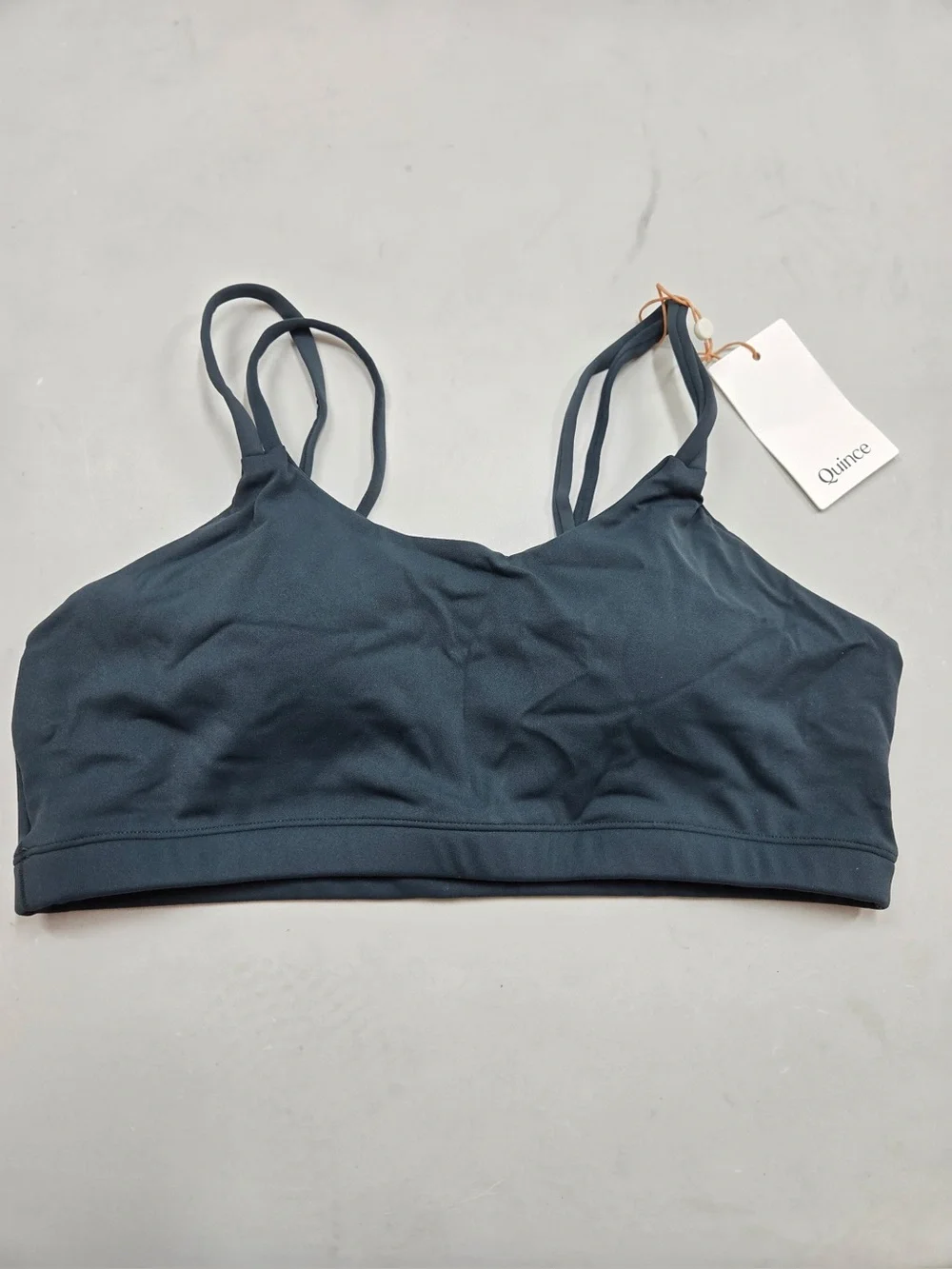 NWT QUINCE Organic Cotton Scoop Bralette Large Forest Green 0286